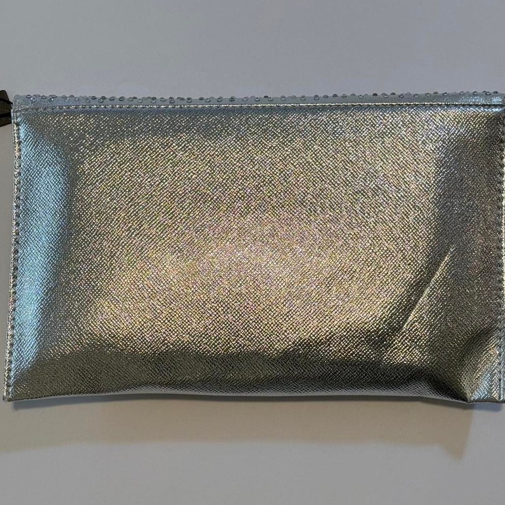 Silver clutch with rhinestone perfume bottle design - Picture 2 of 4